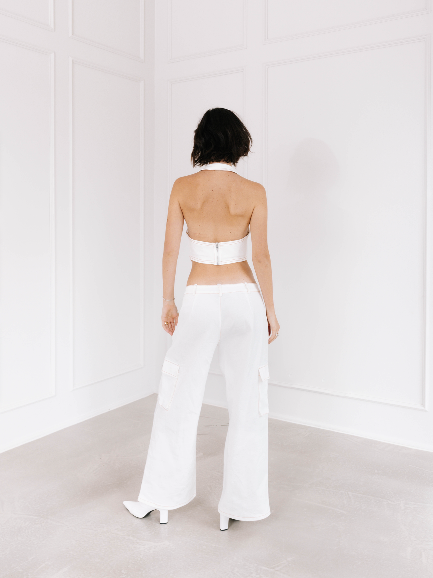White halter vest and pant set