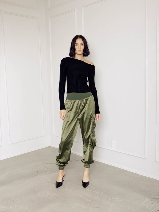 Satin Cargo Joggers